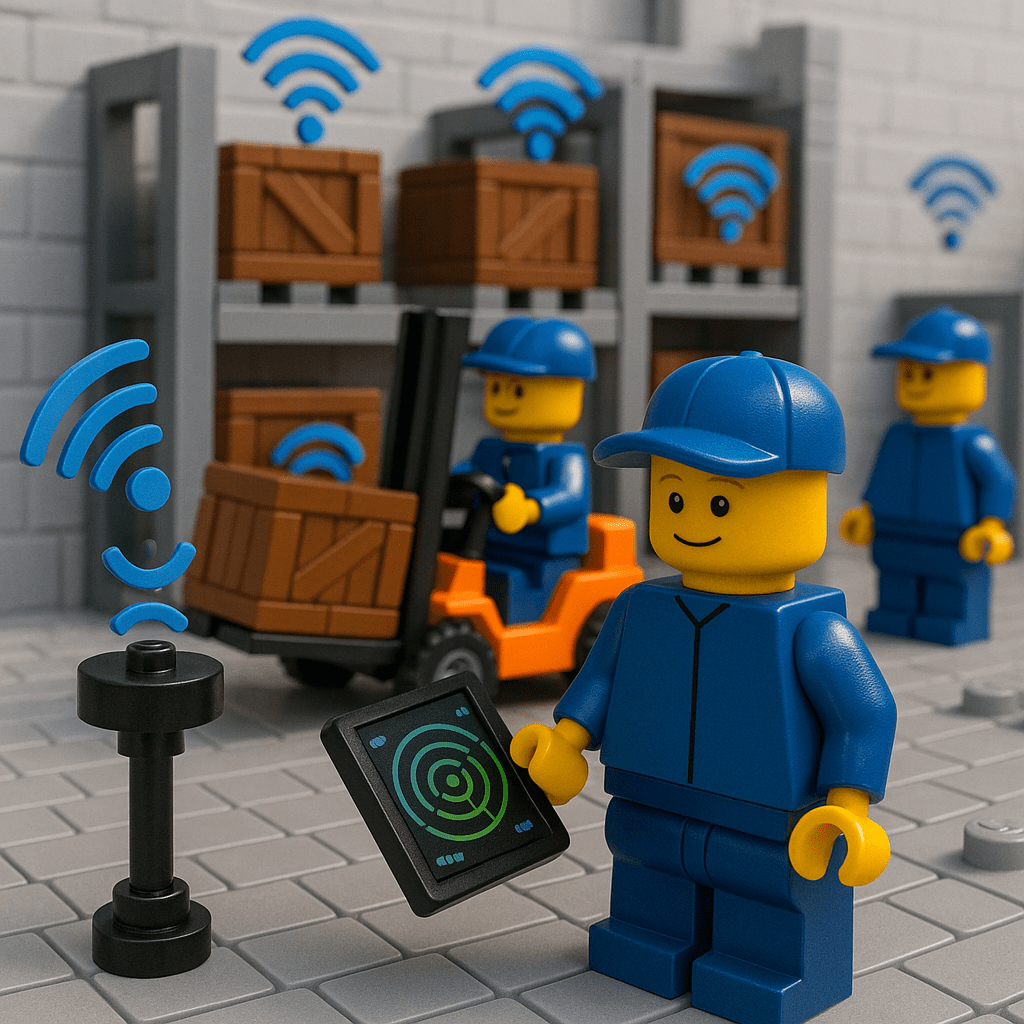 LEGO warehouse team uses sensors and tablets to track inventory in real time, showing how CyberStockroom leverages sensor technology for continuous inventory visibility through its Inventory Map.