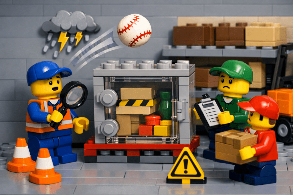 Safety stock reserve protecting against demand uncertainty, illustrating how CyberStockroom’s Inventory Map supports inventory visibility and balanced buffer planning.