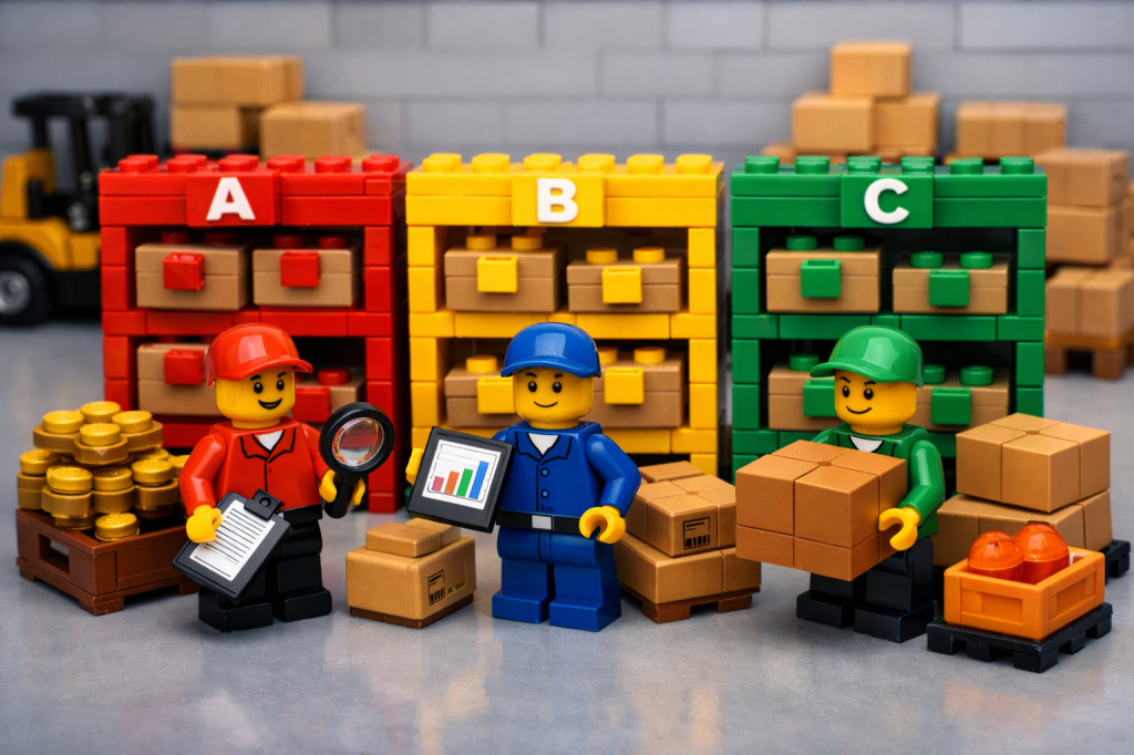 Inventory segmented into A, B, and C categories for better control, illustrating how CyberStockroom’s Inventory Map supports inventory visibility and strategic prioritization.