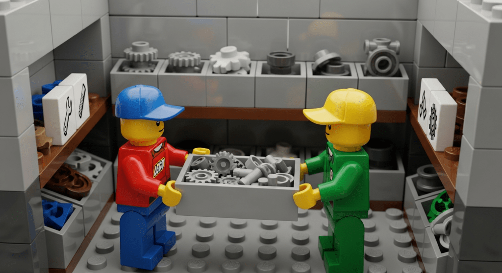 Team managing spare parts during project handover, reflecting CyberStockroom Inventory Map use for clear inventory visibility