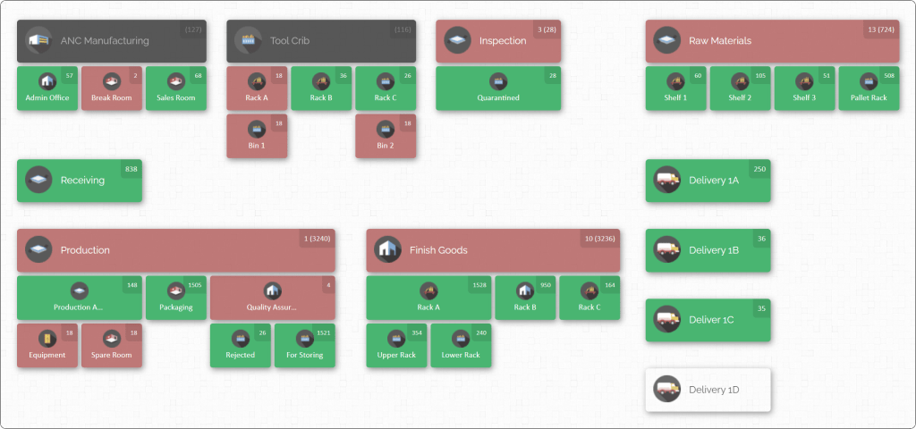 CyberStockroom Inventory Demo Map for Manufacturing Operations