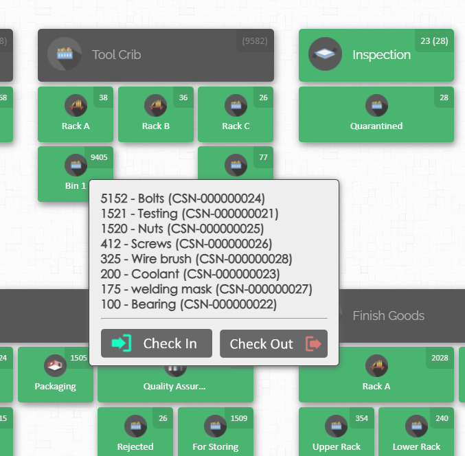 Easily view the content of a location in an inventory map with CyberStockroom