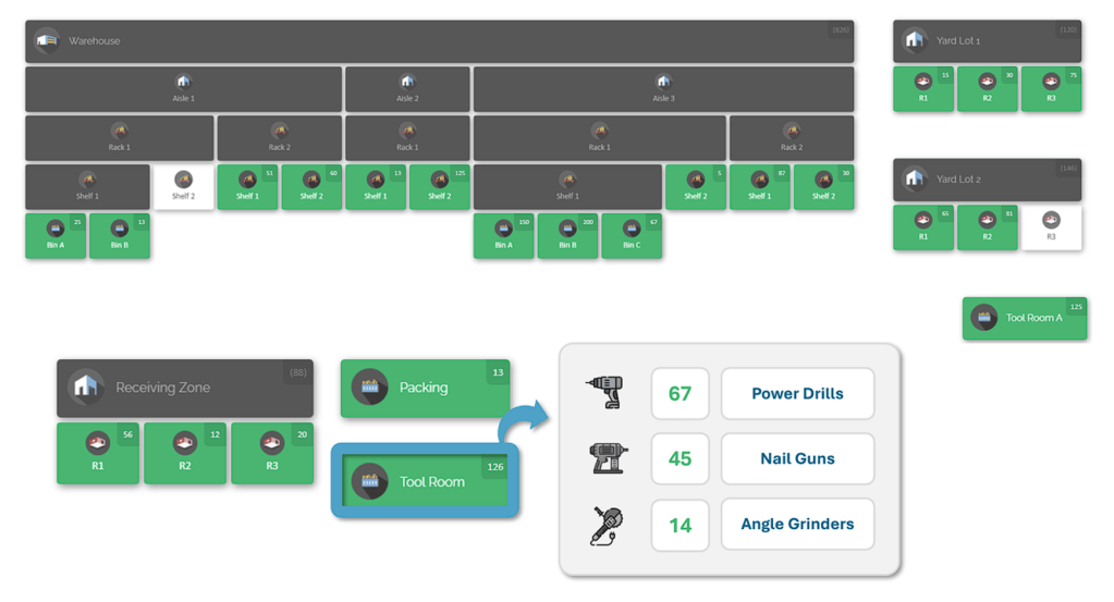 Cyberstockoom's Visual Inventory Map - Multi-location inventory tracking solution