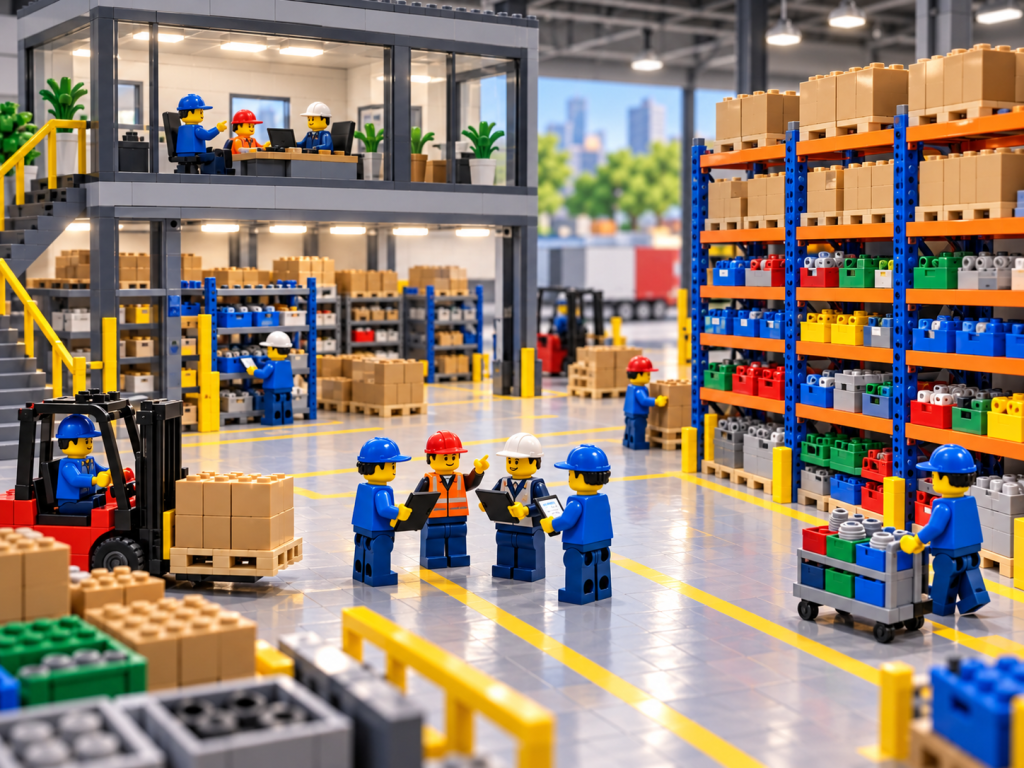LEGO-style warehouse showing how CyberStockroom’s Inventory Map improves inventory accuracy, cross-team visibility, and warehouse space utilization.






